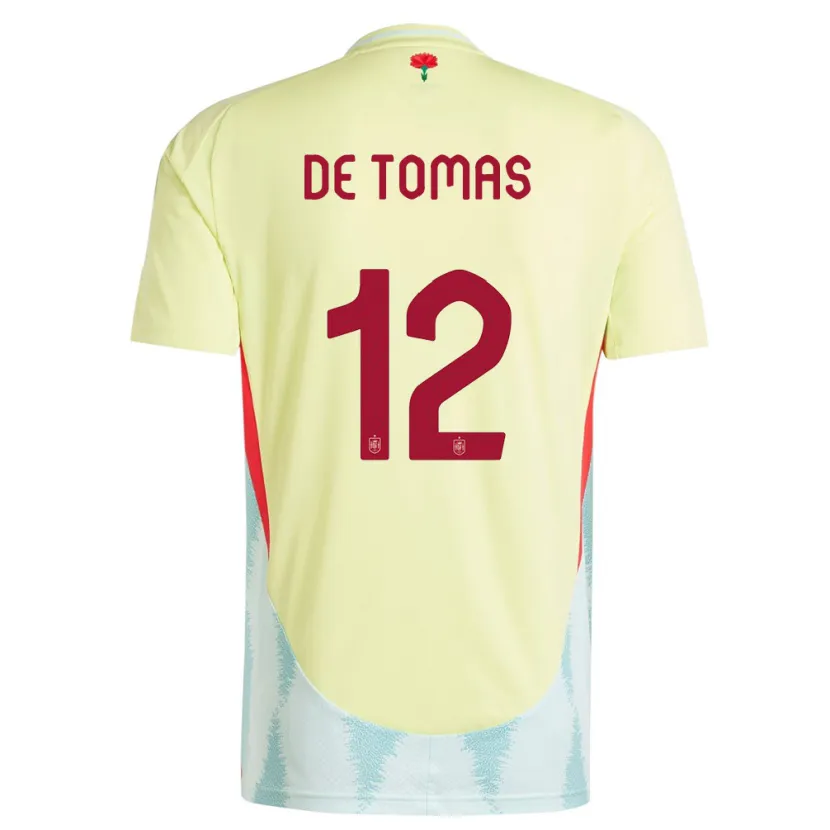 Danxen Barn Spania Raul De Tomas #12 Gul Bortetrøye Drakt Trøye 24-26 Skjorter T-Skjorte