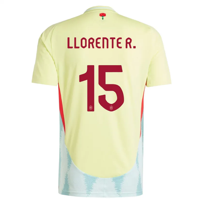 Danxen Barn Spania Diego Llorente #15 Gul Bortetrøye Drakt Trøye 24-26 Skjorter T-Skjorte