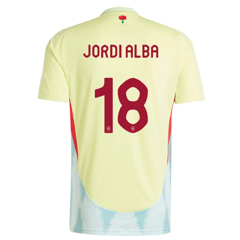 Danxen Barn Spania Jordi Alba #18 Gul Bortetrøye Drakt Trøye 24-26 Skjorter T-Skjorte