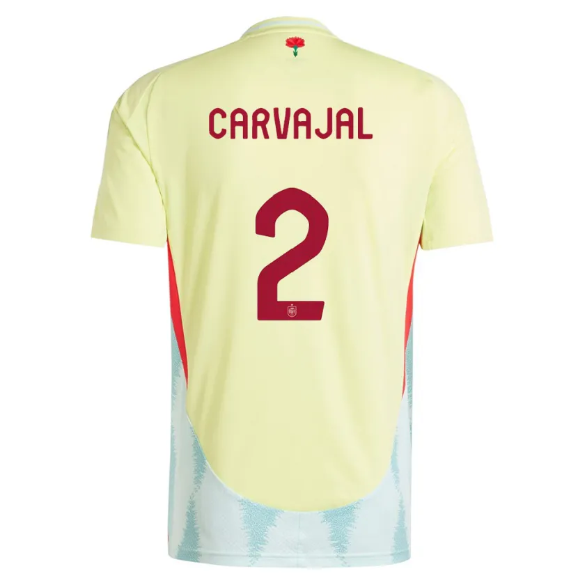 Danxen Barn Spania Daniel Carvajal #2 Gul Bortetrøye Drakt Trøye 24-26 Skjorter T-Skjorte