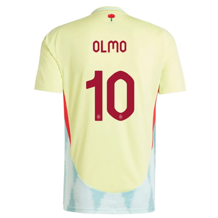 Danxen Barn Spania Dani Olmo #10 Gul Bortetrøye Drakt Trøye 24-26 Skjorter T-Skjorte