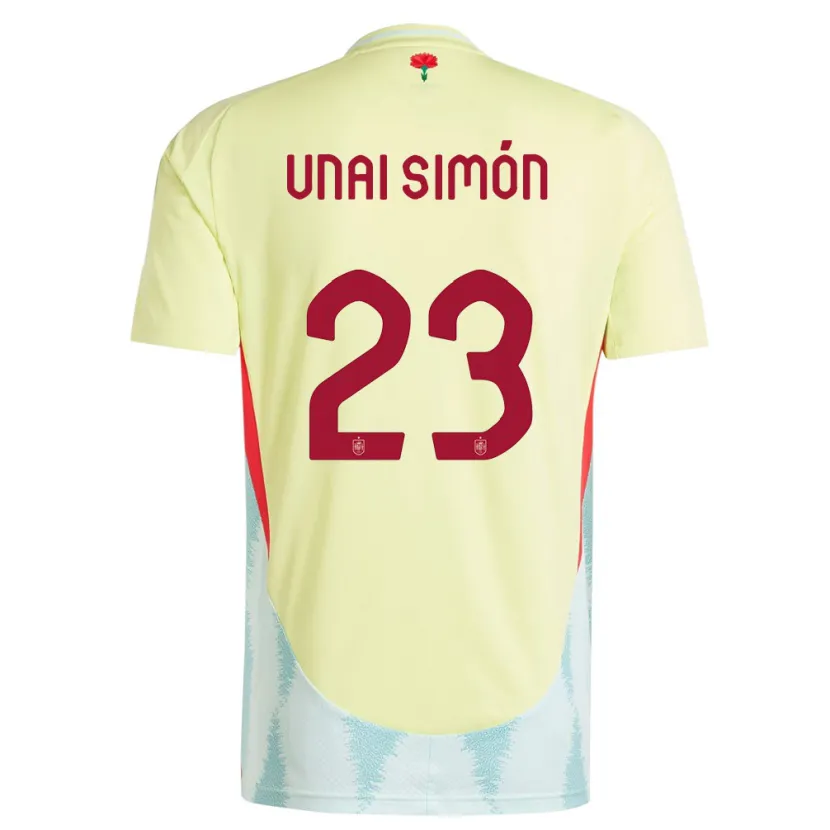 Danxen Barn Spania Unai Simon #23 Gul Bortetrøye Drakt Trøye 24-26 Skjorter T-Skjorte