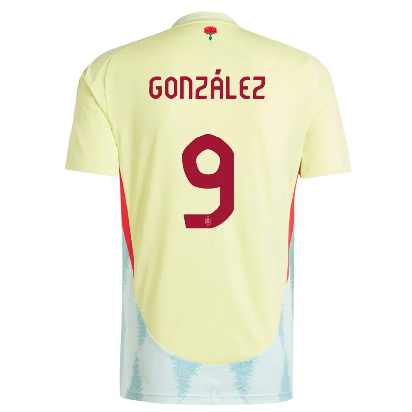 Danxen Barn Spania Esther Gonzalez #9 Gul Bortetrøye Drakt Trøye 24-26 Skjorter T-Skjorte