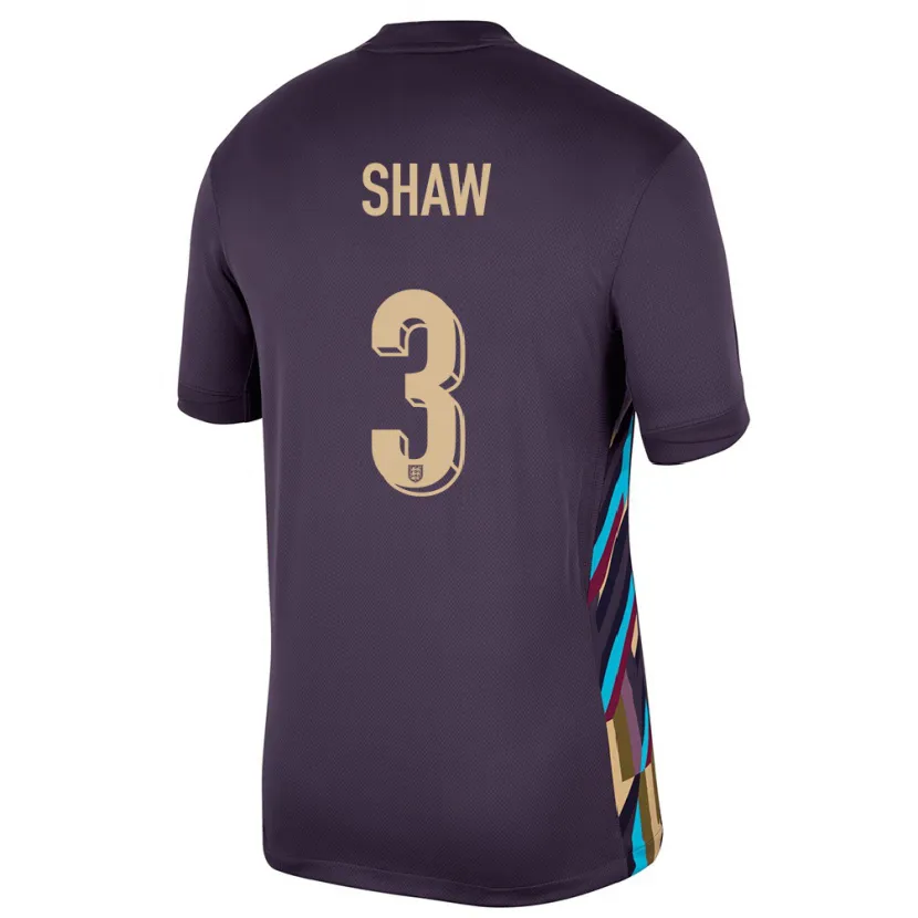 Danxen Barn England Luke Shaw #3 Mørk Rosin Bortetrøye Drakt Trøye 24-26 Skjorter T-Skjorte