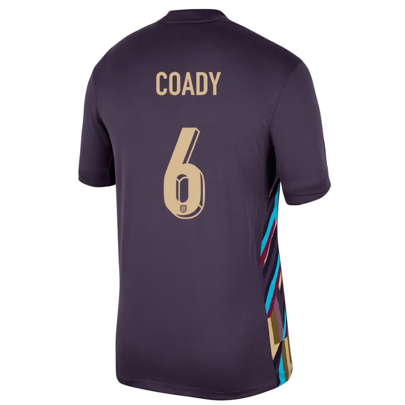 Danxen Barn England Conor Coady #6 Mørk Rosin Bortetrøye Drakt Trøye 24-26 Skjorter T-Skjorte