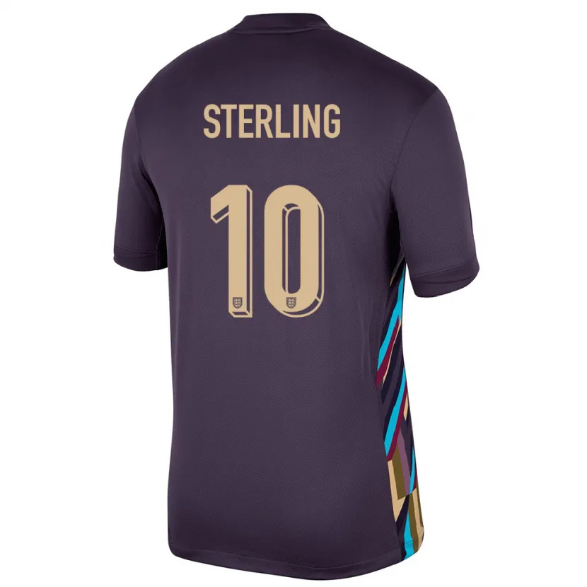 Danxen Barn England Raheem Sterling #10 Mørk Rosin Bortetrøye Drakt Trøye 24-26 Skjorter T-Skjorte
