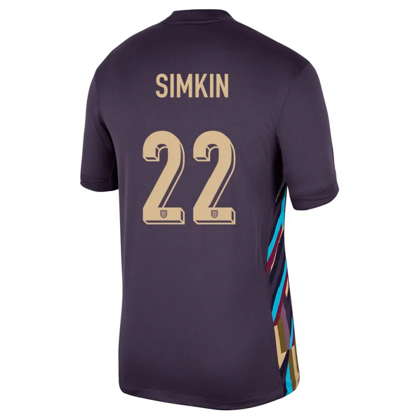 Danxen Barn England Tommy Simkin #22 Mørk Rosin Bortetrøye Drakt Trøye 24-26 Skjorter T-Skjorte