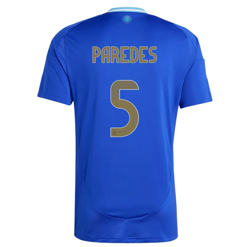 Danxen Barn Argentina Leandro Paredes #5 Blå Bortetrøye Drakt Trøye 24-26 Skjorter T-Skjorte