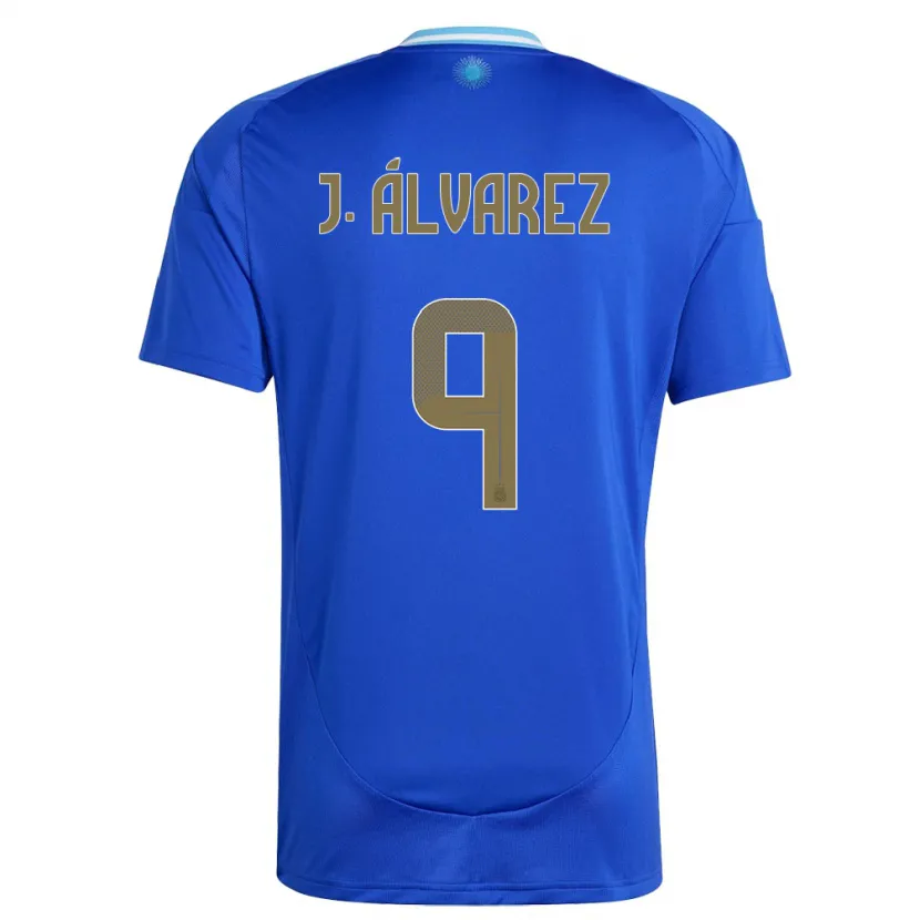 Danxen Barn Argentina Julian Alvarez #9 Blå Bortetrøye Drakt Trøye 24-26 Skjorter T-Skjorte