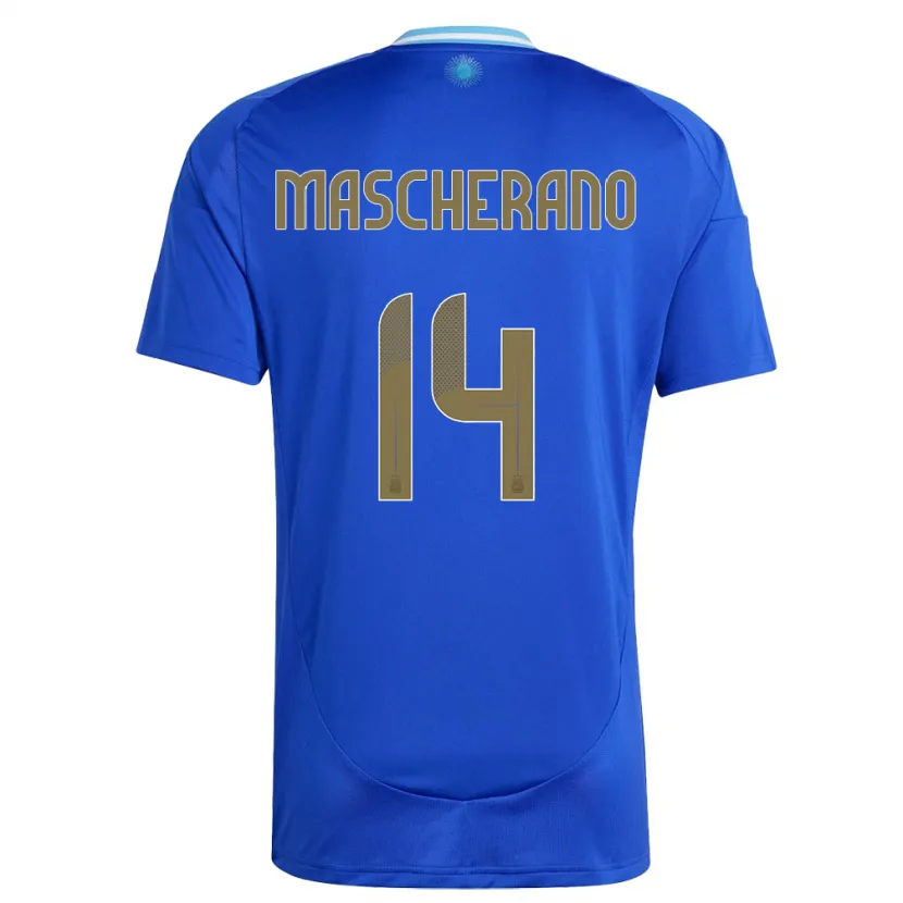 Danxen Barn Argentina Javier Mascherano #14 Blå Bortetrøye Drakt Trøye 24-26 Skjorter T-Skjorte
