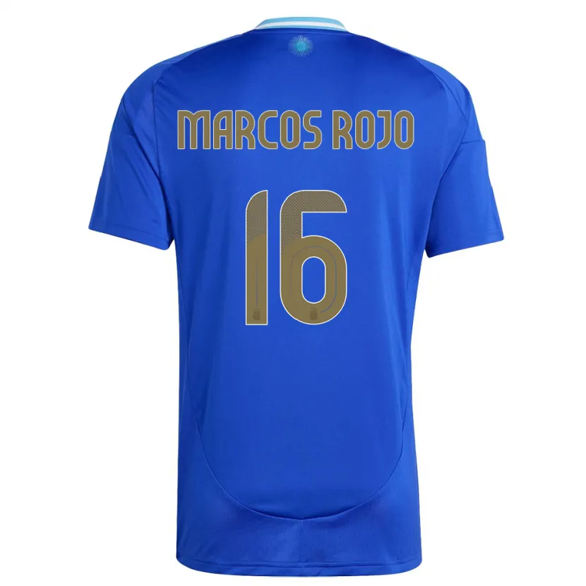Danxen Barn Argentina Marcos Rojo #16 Blå Bortetrøye Drakt Trøye 24-26 Skjorter T-Skjorte