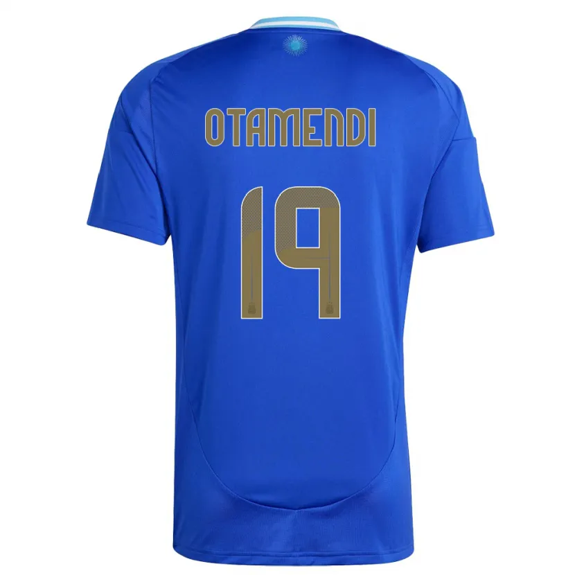 Danxen Barn Argentina Nicolas Otamendi #19 Blå Bortetrøye Drakt Trøye 24-26 Skjorter T-Skjorte
