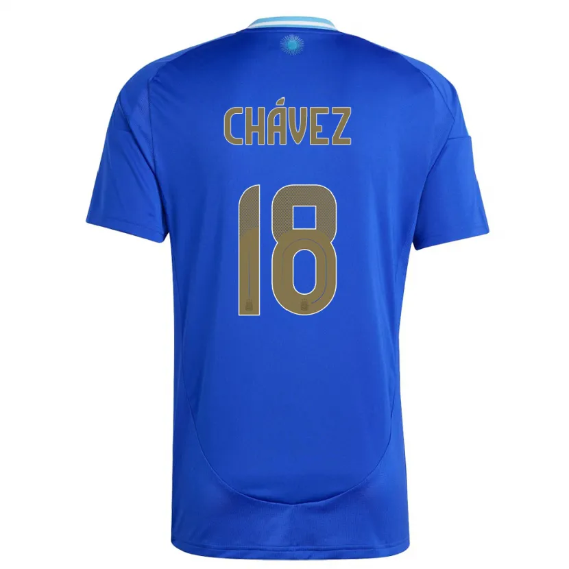 Danxen Barn Argentina Gabriela Chavez #18 Blå Bortetrøye Drakt Trøye 24-26 Skjorter T-Skjorte