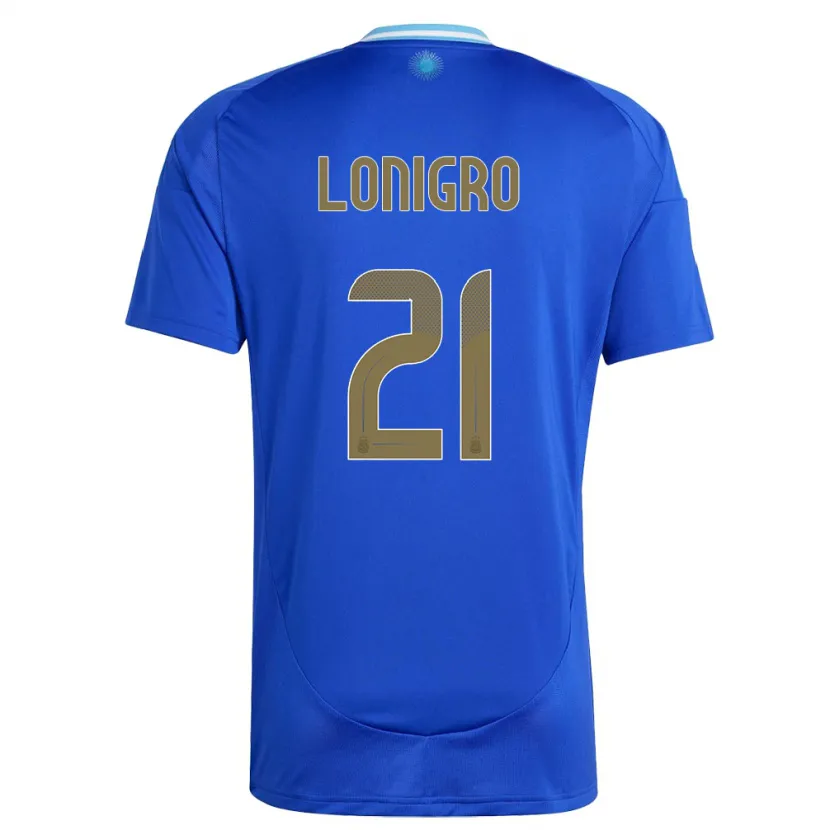 Danxen Barn Argentina Erica Lonigro #21 Blå Bortetrøye Drakt Trøye 24-26 Skjorter T-Skjorte
