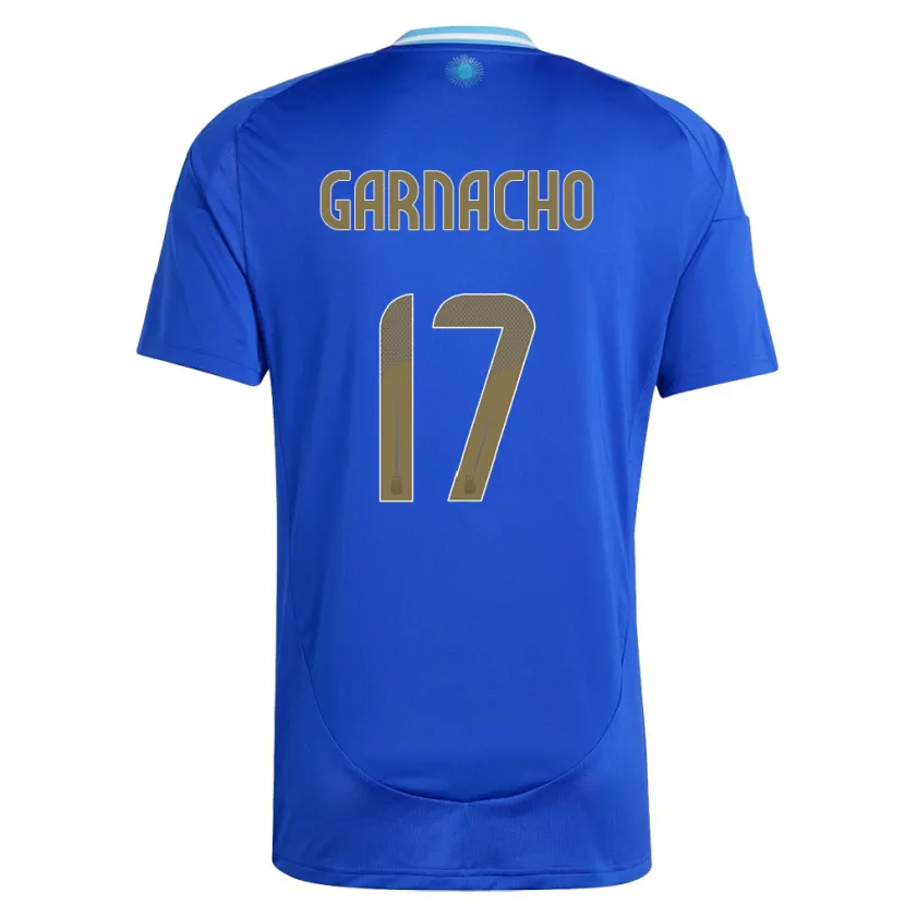Danxen Barn Argentina Alejandro Garnacho #17 Blå Bortetrøye Drakt Trøye 24-26 Skjorter T-Skjorte