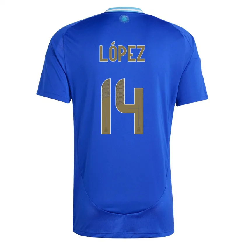 Danxen Barn Argentina Lautaro Lopez #14 Blå Bortetrøye Drakt Trøye 24-26 Skjorter T-Skjorte