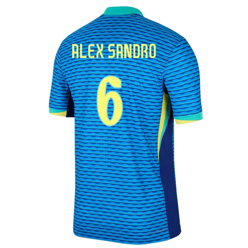 Danxen Barn Brasil Alex Sandro #6 Blå Bortetrøye Drakt Trøye 24-26 Skjorter T-Skjorte