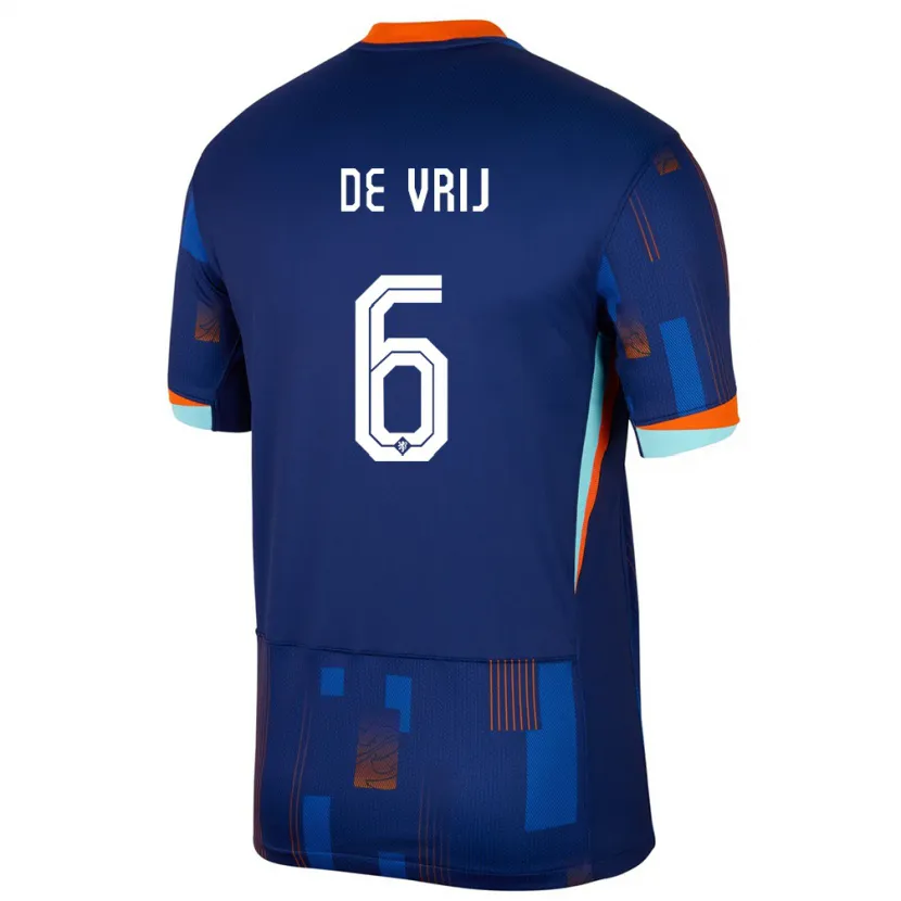 Danxen Barn Nederland Stefan De Vrij #6 Blå Bortetrøye Drakt Trøye 24-26 Skjorter T-Skjorte