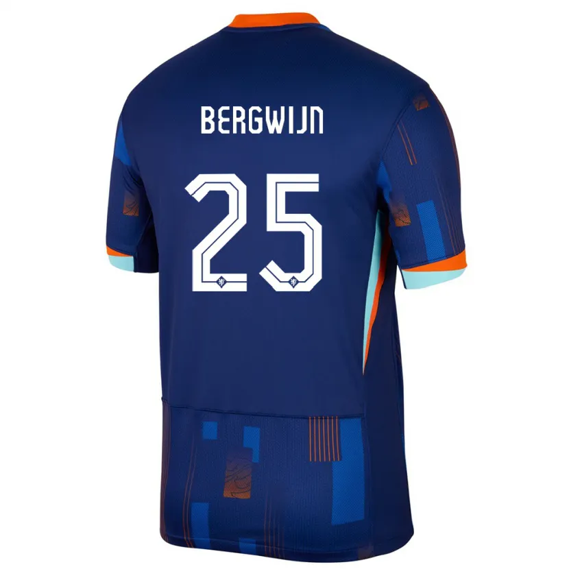 Danxen Barn Nederland Steven Bergwijn #25 Blå Bortetrøye Drakt Trøye 24-26 Skjorter T-Skjorte