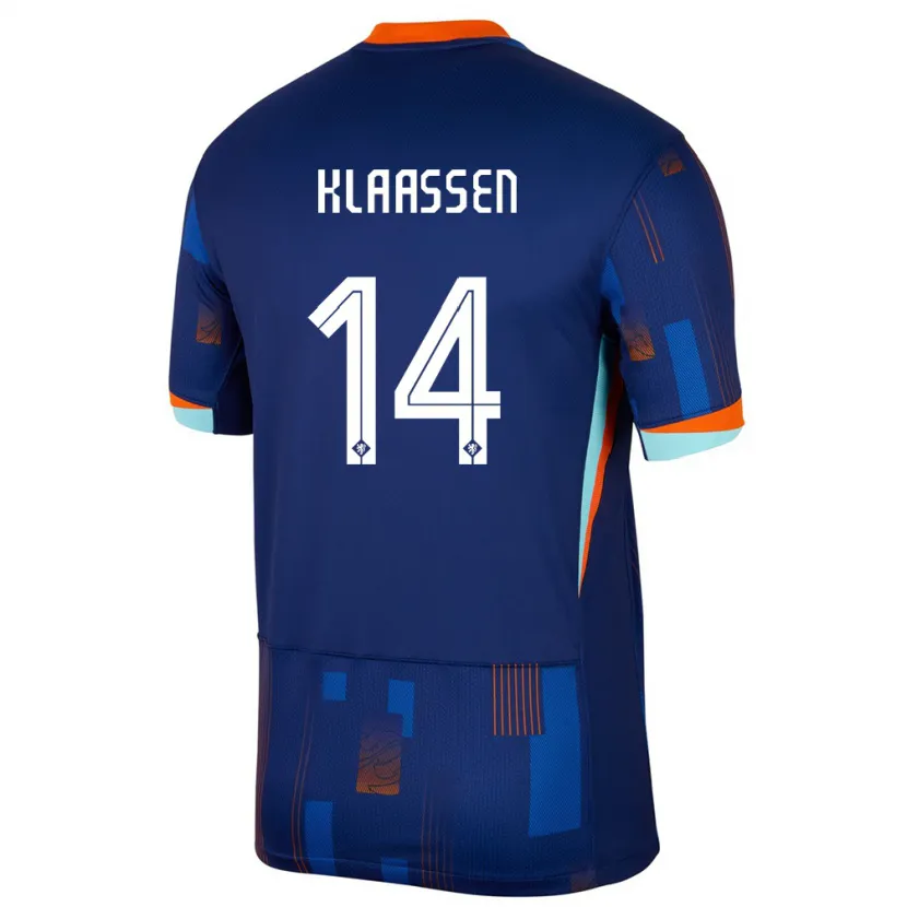 Danxen Barn Nederland Davy Klaassen #14 Blå Bortetrøye Drakt Trøye 24-26 Skjorter T-Skjorte