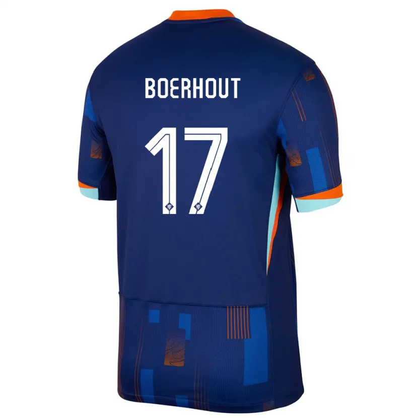 Danxen Barn Nederland Yoram Boerhout #17 Blå Bortetrøye Drakt Trøye 24-26 Skjorter T-Skjorte