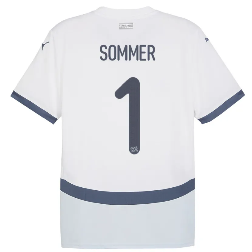 Danxen Barn Sveits Yann Sommer #1 Hvit Bortetrøye Drakt Trøye 24-26 Skjorter T-Skjorte
