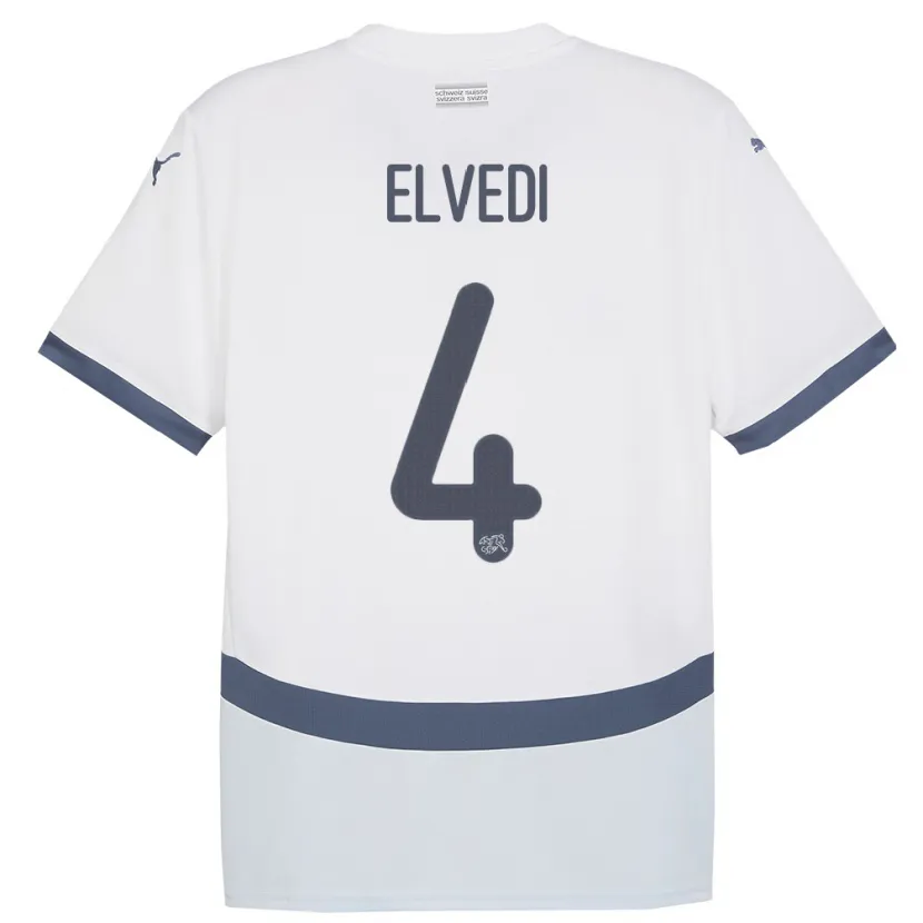 Danxen Barn Sveits Nico Elvedi #4 Hvit Bortetrøye Drakt Trøye 24-26 Skjorter T-Skjorte
