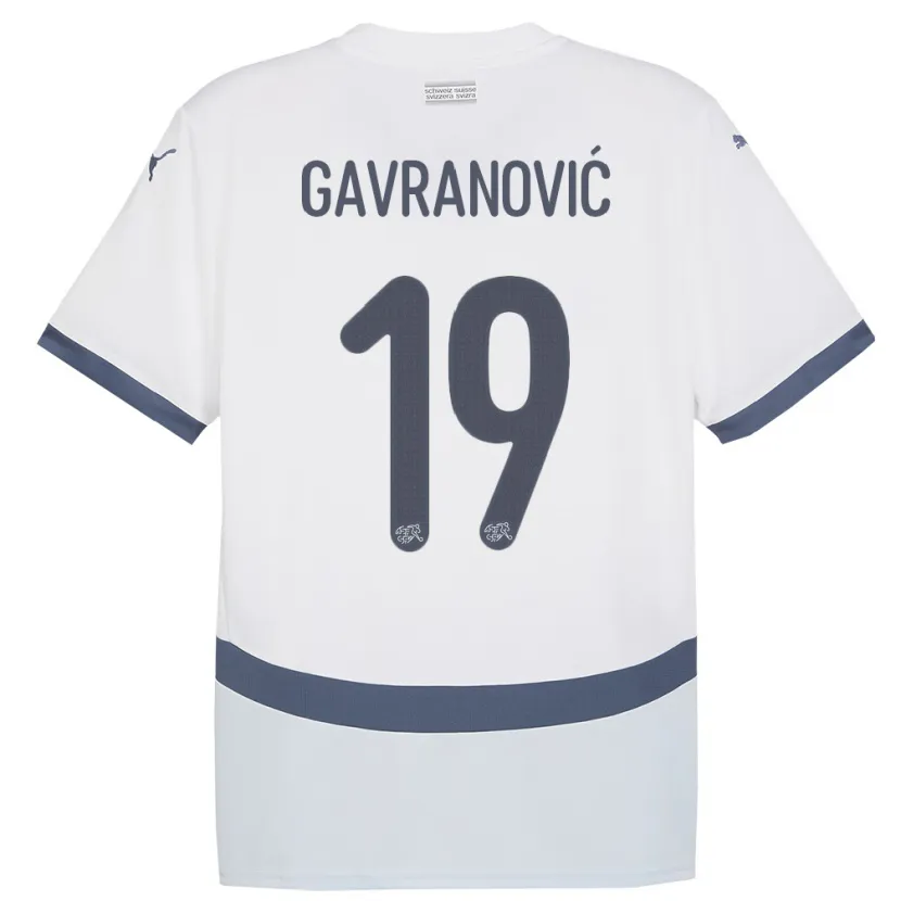 Danxen Barn Sveits Mario Gavranovic #19 Hvit Bortetrøye Drakt Trøye 24-26 Skjorter T-Skjorte