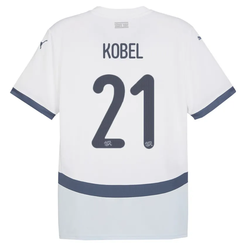 Danxen Barn Sveits Gregor Kobel #21 Hvit Bortetrøye Drakt Trøye 24-26 Skjorter T-Skjorte