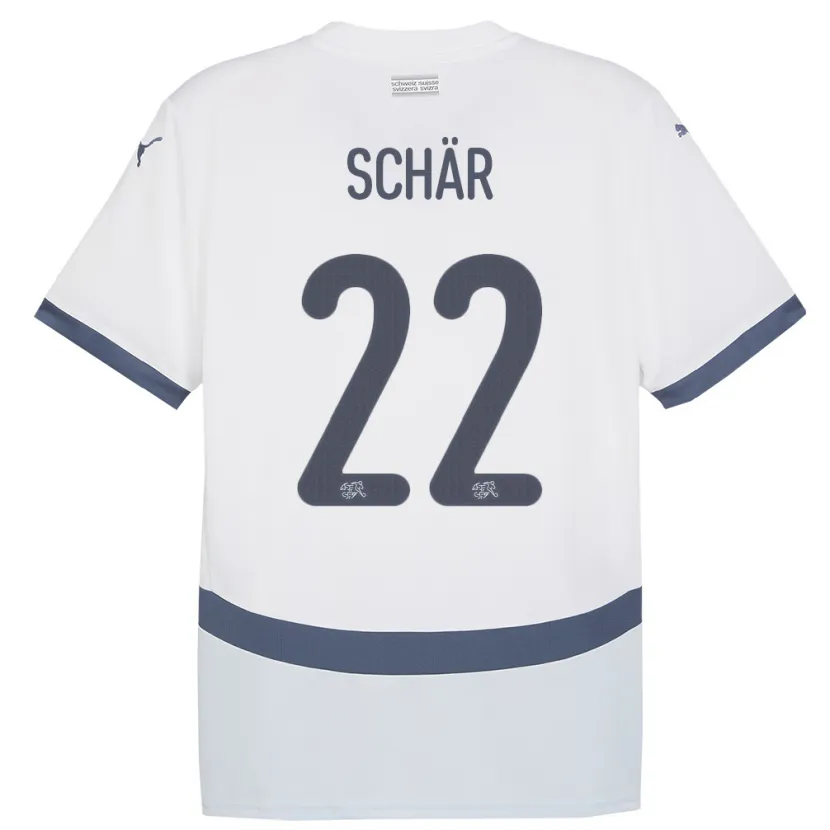 Danxen Barn Sveits Fabian Schar #22 Hvit Bortetrøye Drakt Trøye 24-26 Skjorter T-Skjorte