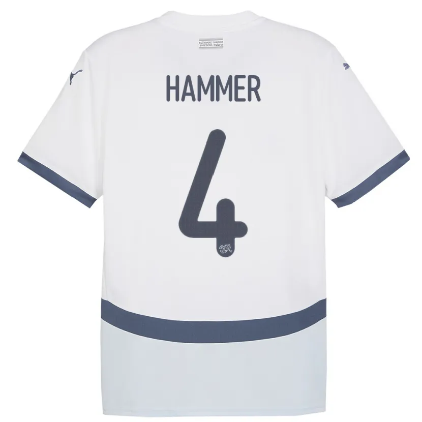 Danxen Barn Sveits Pascal Hammer #4 Hvit Bortetrøye Drakt Trøye 24-26 Skjorter T-Skjorte