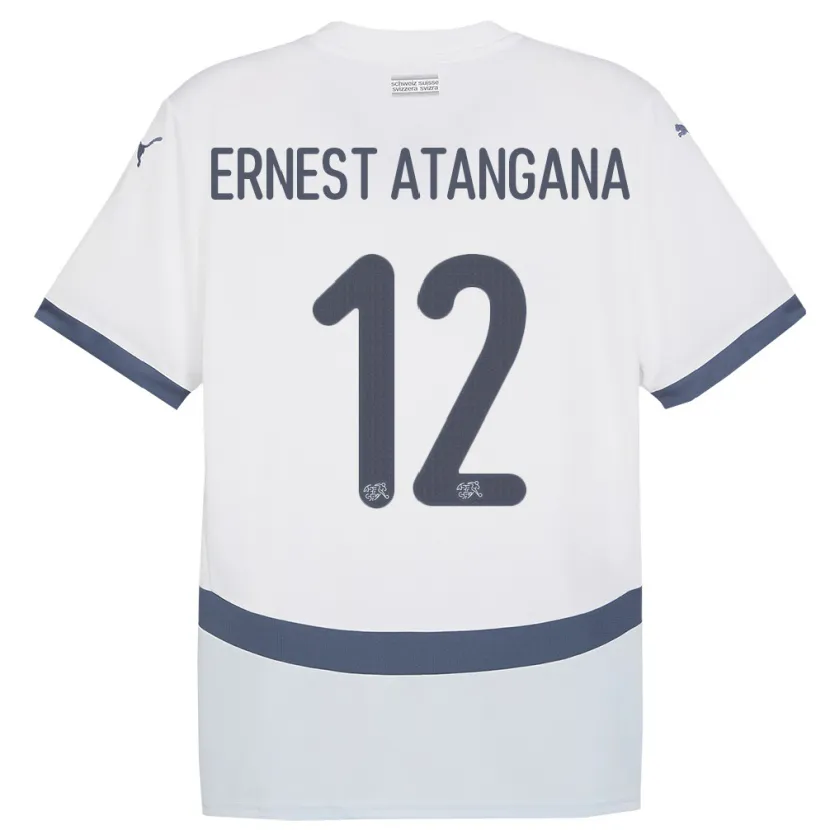 Danxen Barn Sveits Brian Ernest Atangana #12 Hvit Bortetrøye Drakt Trøye 24-26 Skjorter T-Skjorte
