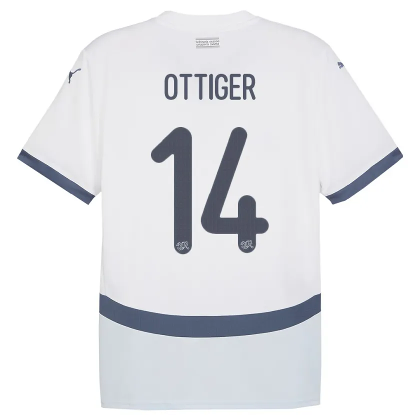 Danxen Barn Sveits Severin Ottiger #14 Hvit Bortetrøye Drakt Trøye 24-26 Skjorter T-Skjorte
