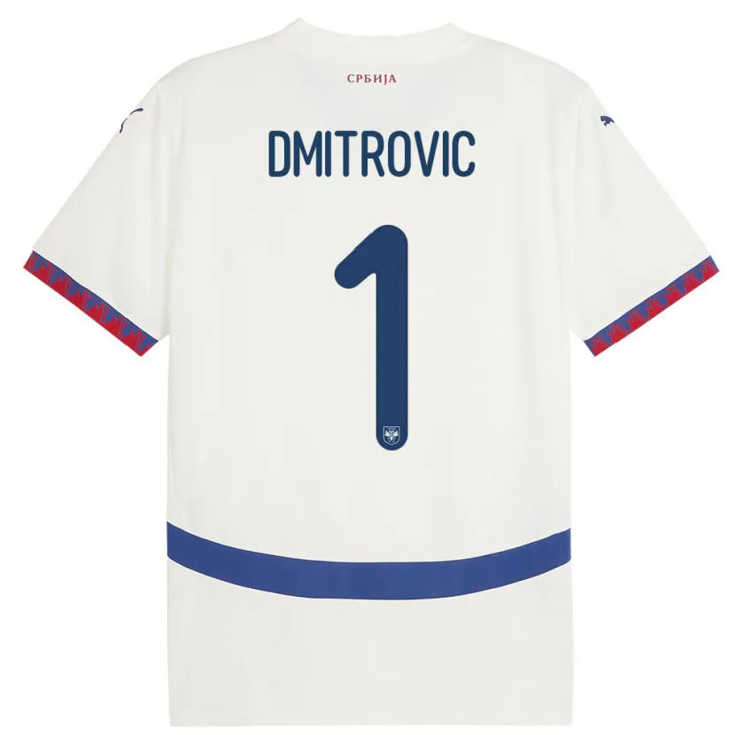 Danxen Barn Serbia Marko Dmitrovic #1 Hvit Bortetrøye Drakt Trøye 24-26 Skjorter T-Skjorte