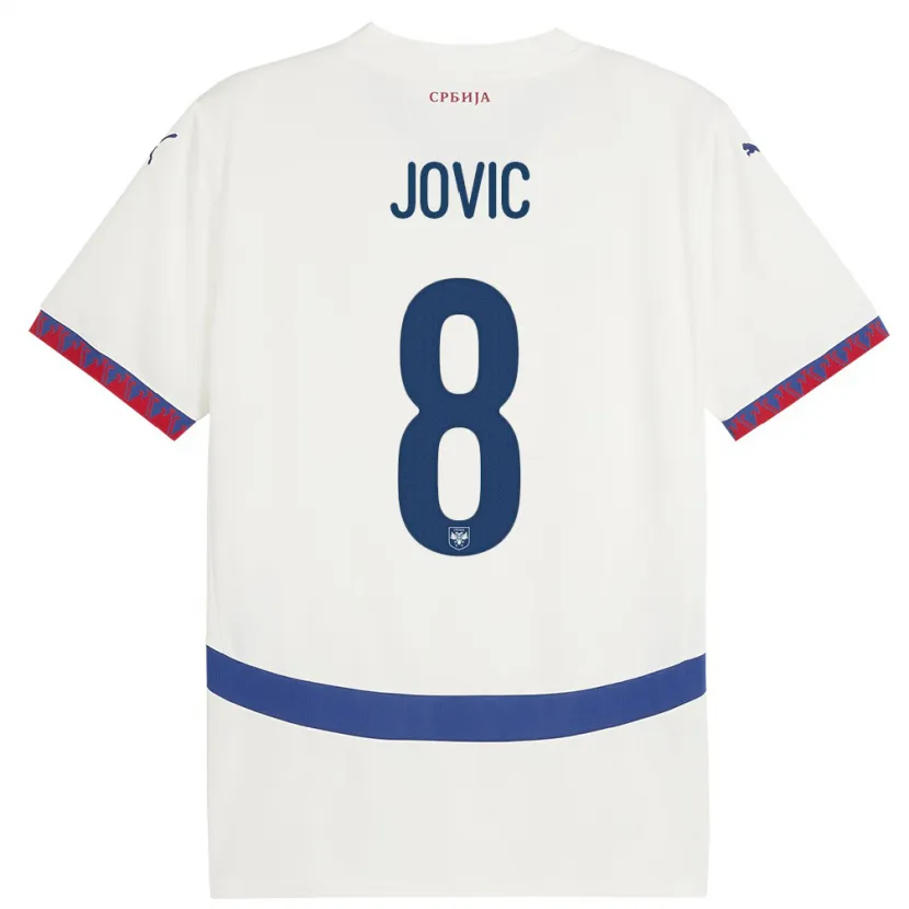 Danxen Barn Serbia Luka Jovic #8 Hvit Bortetrøye Drakt Trøye 24-26 Skjorter T-Skjorte