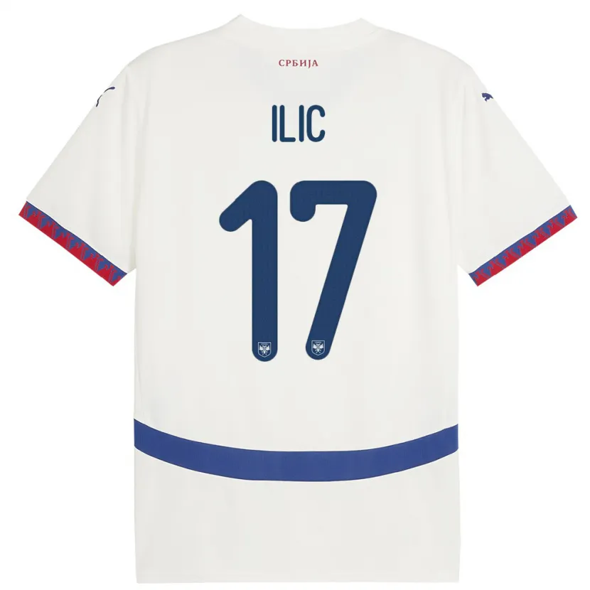 Danxen Barn Serbia Ivan Ilic #17 Hvit Bortetrøye Drakt Trøye 24-26 Skjorter T-Skjorte