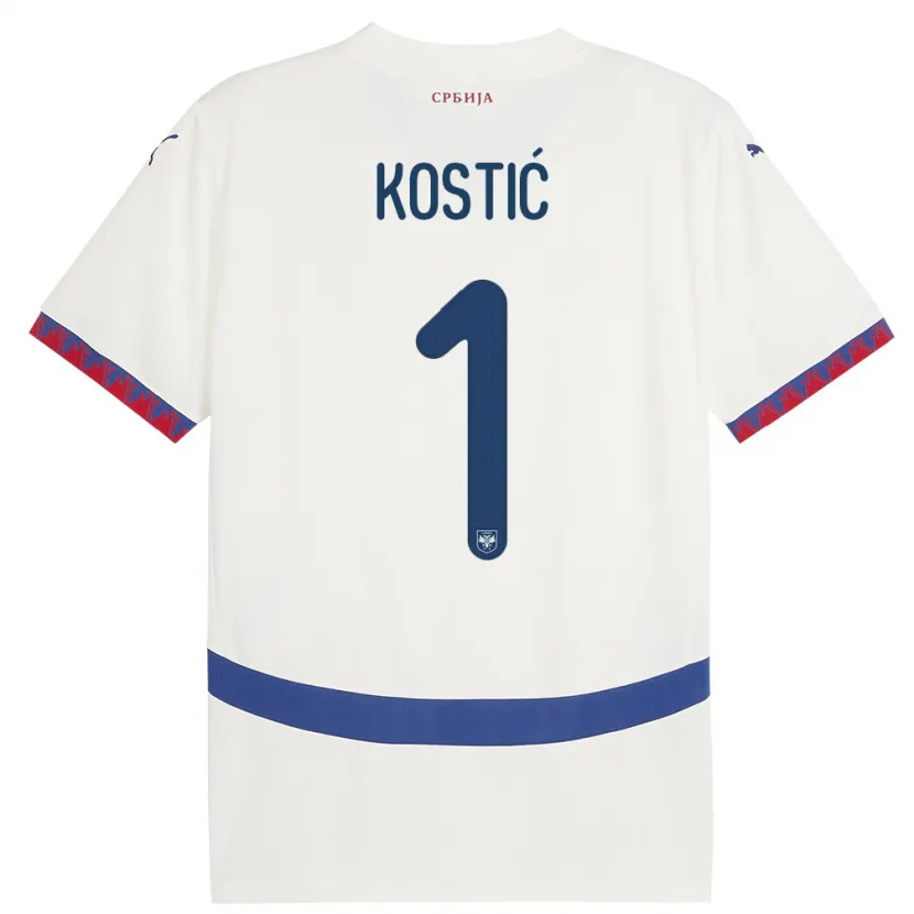 Danxen Barn Serbia Milica Kostic #1 Hvit Bortetrøye Drakt Trøye 24-26 Skjorter T-Skjorte