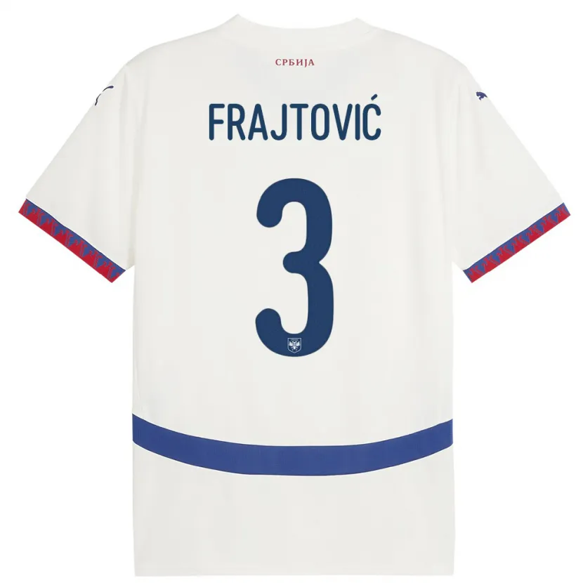 Danxen Barn Serbia Andela Frajtovic #3 Hvit Bortetrøye Drakt Trøye 24-26 Skjorter T-Skjorte