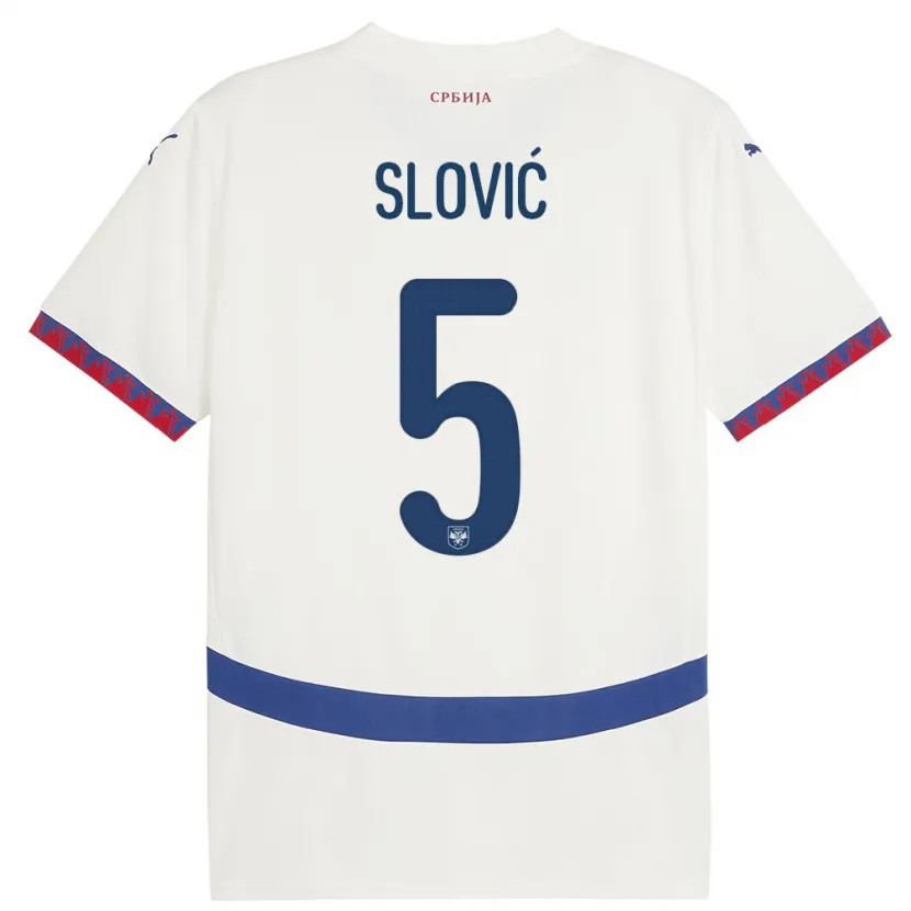 Danxen Barn Serbia Violeta Slovic #5 Hvit Bortetrøye Drakt Trøye 24-26 Skjorter T-Skjorte