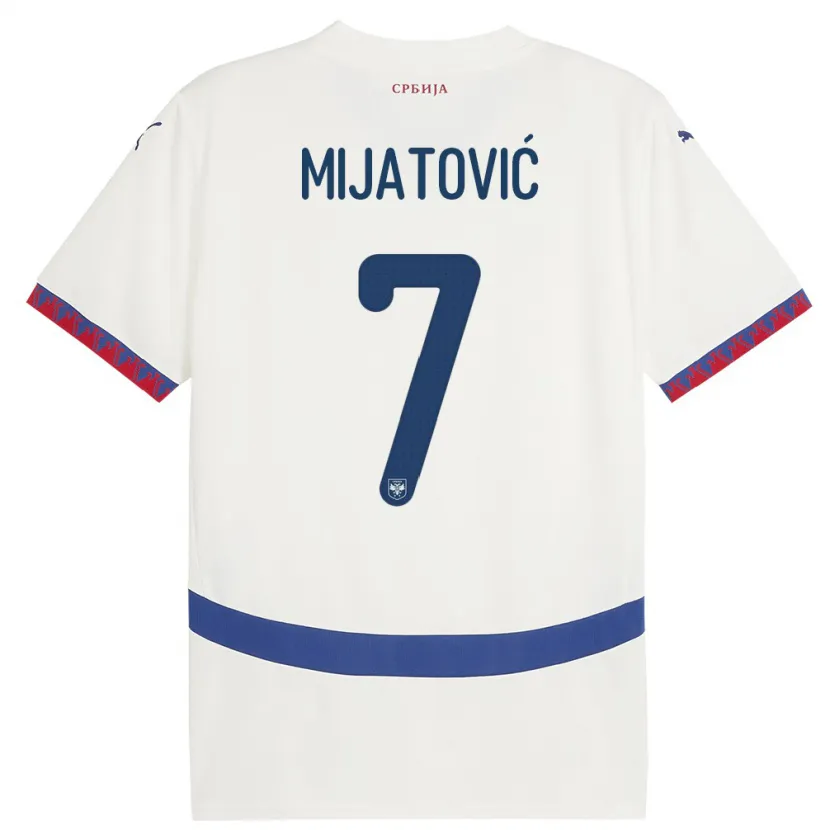 Danxen Barn Serbia Milica Mijatovic #7 Hvit Bortetrøye Drakt Trøye 24-26 Skjorter T-Skjorte