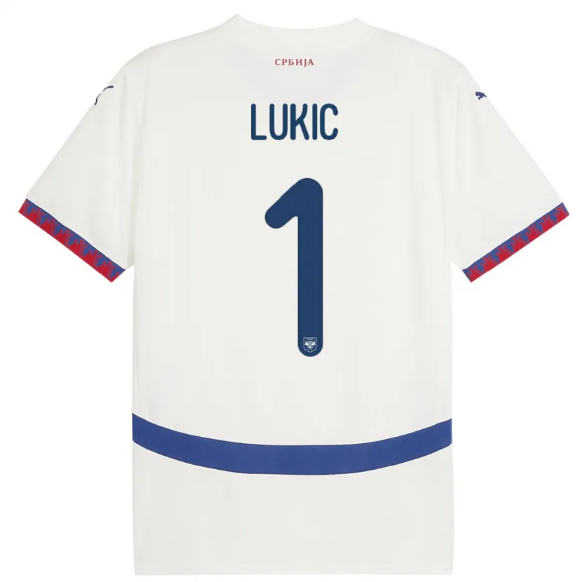 Danxen Barn Serbia Ognjen Lukic #1 Hvit Bortetrøye Drakt Trøye 24-26 Skjorter T-Skjorte