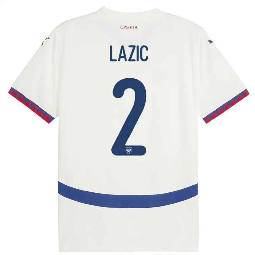 Danxen Barn Serbia Uros Lazic #2 Hvit Bortetrøye Drakt Trøye 24-26 Skjorter T-Skjorte
