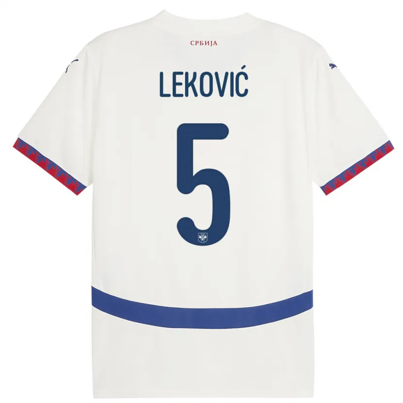 Danxen Barn Serbia Stefan Lekovic #5 Hvit Bortetrøye Drakt Trøye 24-26 Skjorter T-Skjorte