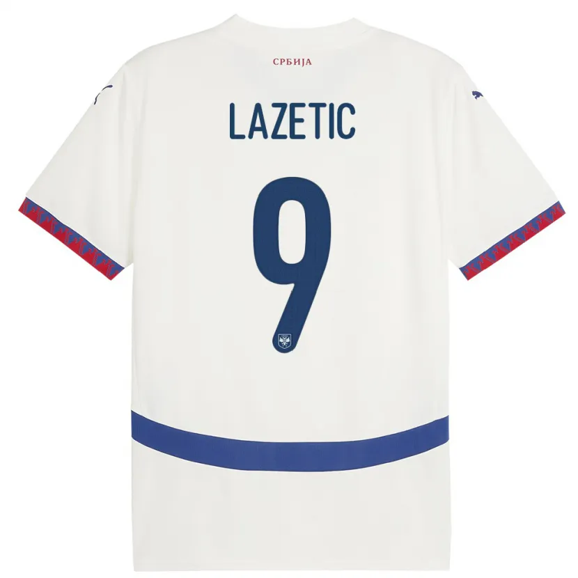 Danxen Barn Serbia Marko Lazetic #9 Hvit Bortetrøye Drakt Trøye 24-26 Skjorter T-Skjorte