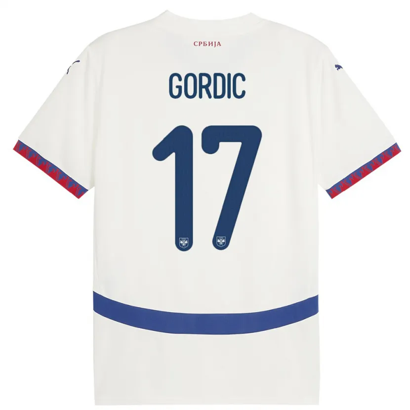 Danxen Barn Serbia Djordje Gordic #17 Hvit Bortetrøye Drakt Trøye 24-26 Skjorter T-Skjorte