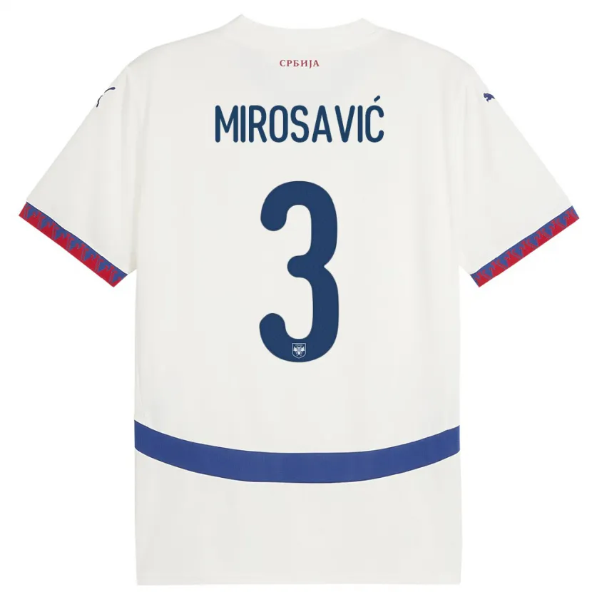 Danxen Barn Serbia Veljko Mirosavic #3 Hvit Bortetrøye Drakt Trøye 24-26 Skjorter T-Skjorte
