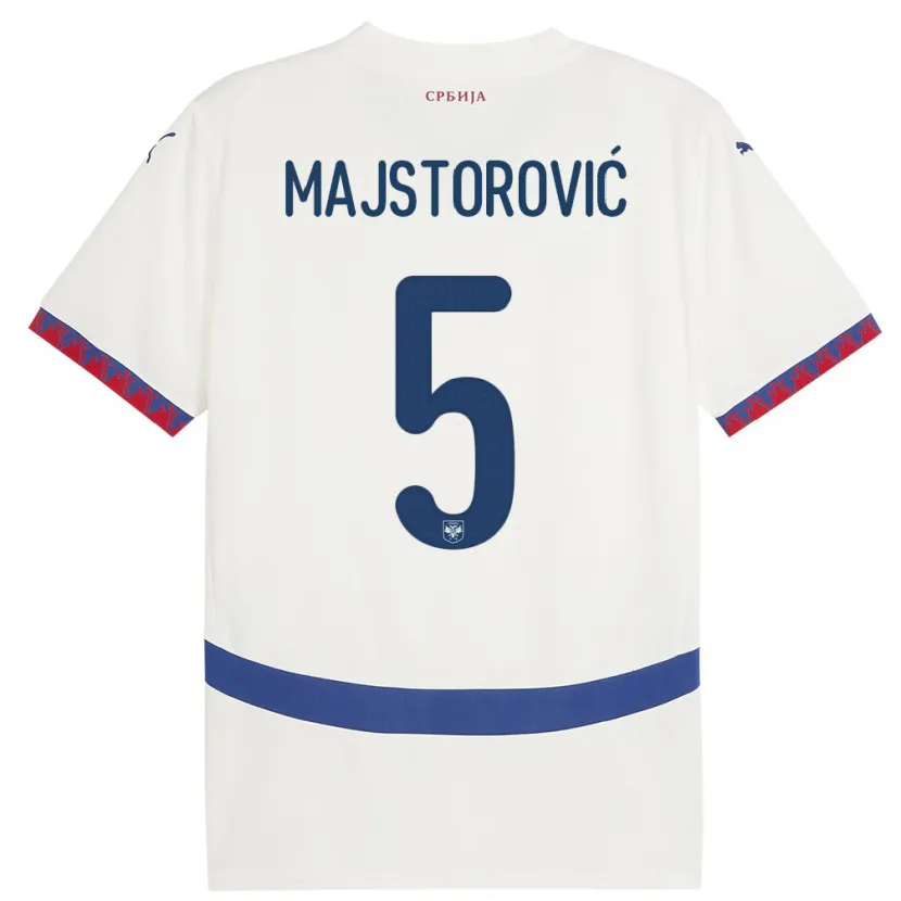 Danxen Barn Serbia Milan Majstorovic #5 Hvit Bortetrøye Drakt Trøye 24-26 Skjorter T-Skjorte
