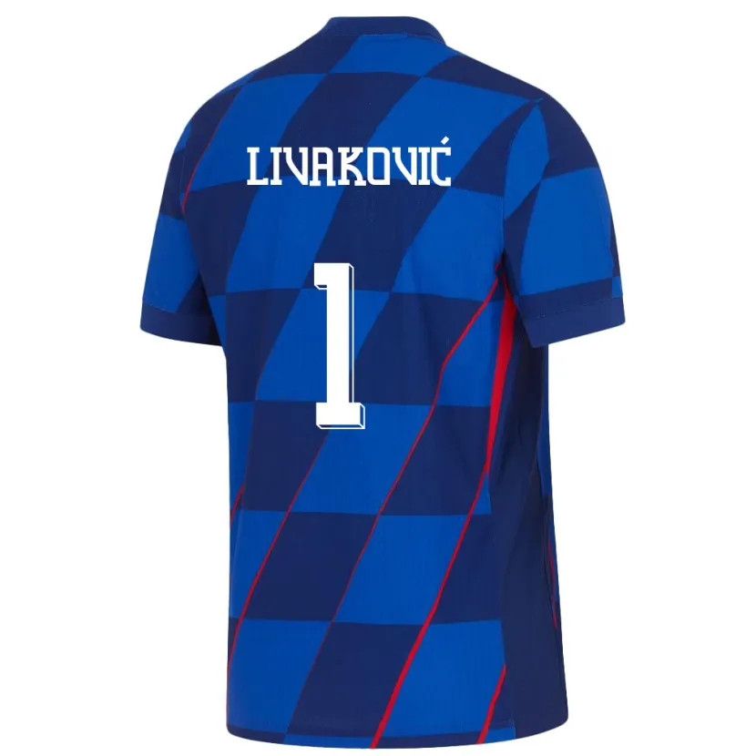 Danxen Barn Kroatia Dominik Livakovic #1 Blå Bortetrøye Drakt Trøye 24-26 Skjorter T-Skjorte