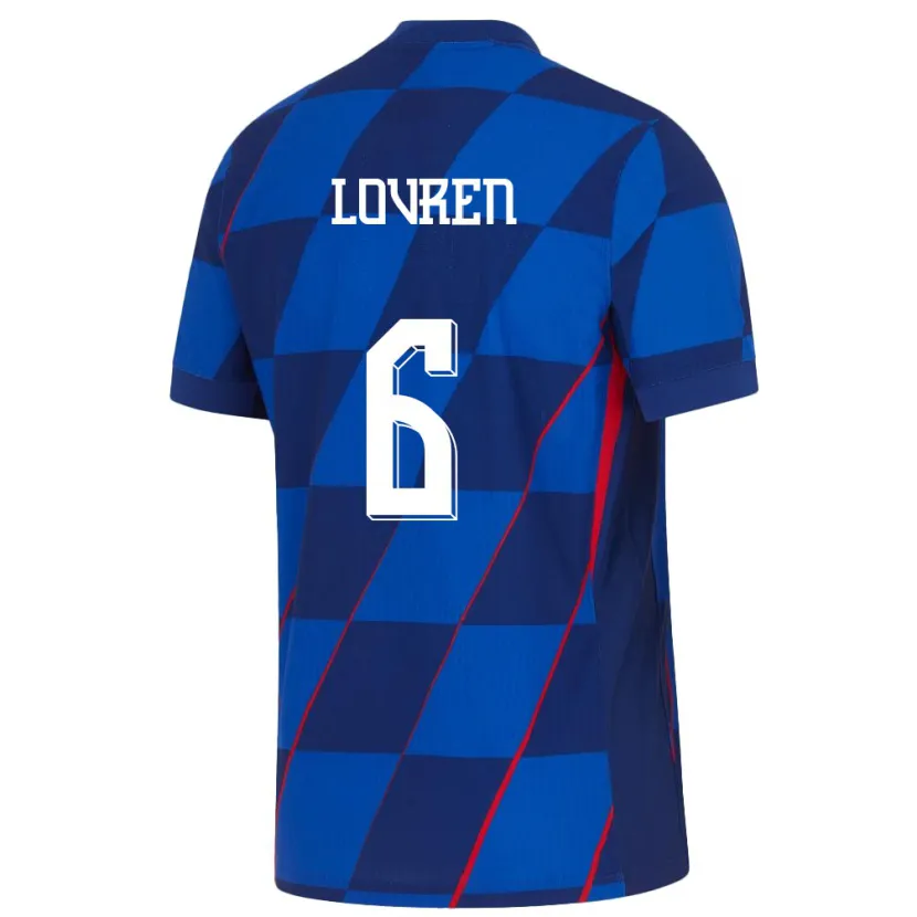Danxen Barn Kroatia Dejan Lovren #6 Blå Bortetrøye Drakt Trøye 24-26 Skjorter T-Skjorte