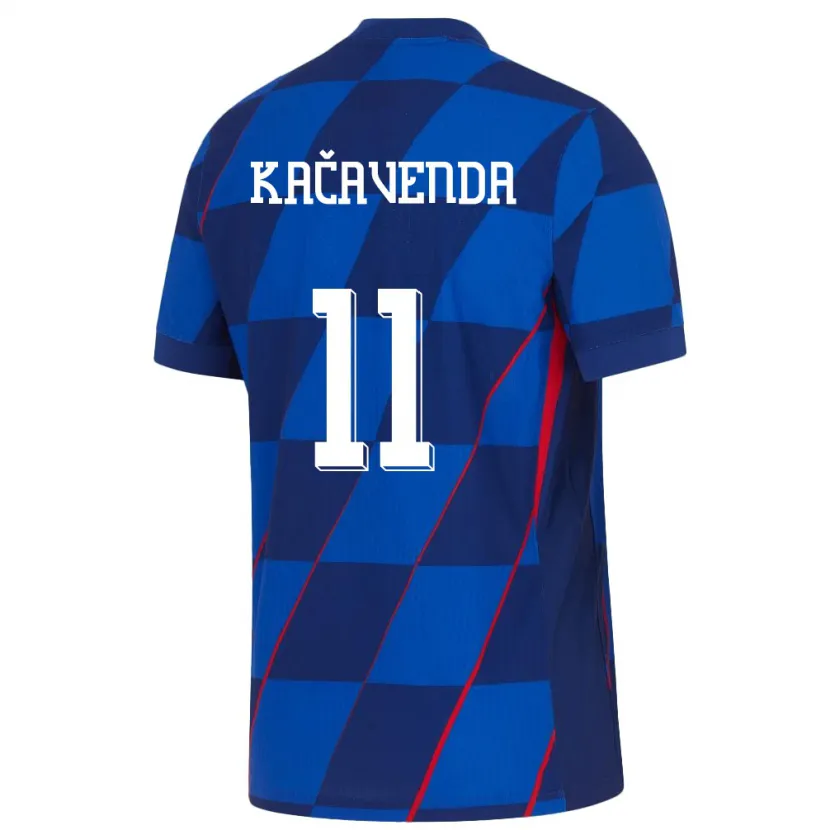 Danxen Barn Kroatia Lukas Kacavenda #11 Blå Bortetrøye Drakt Trøye 24-26 Skjorter T-Skjorte